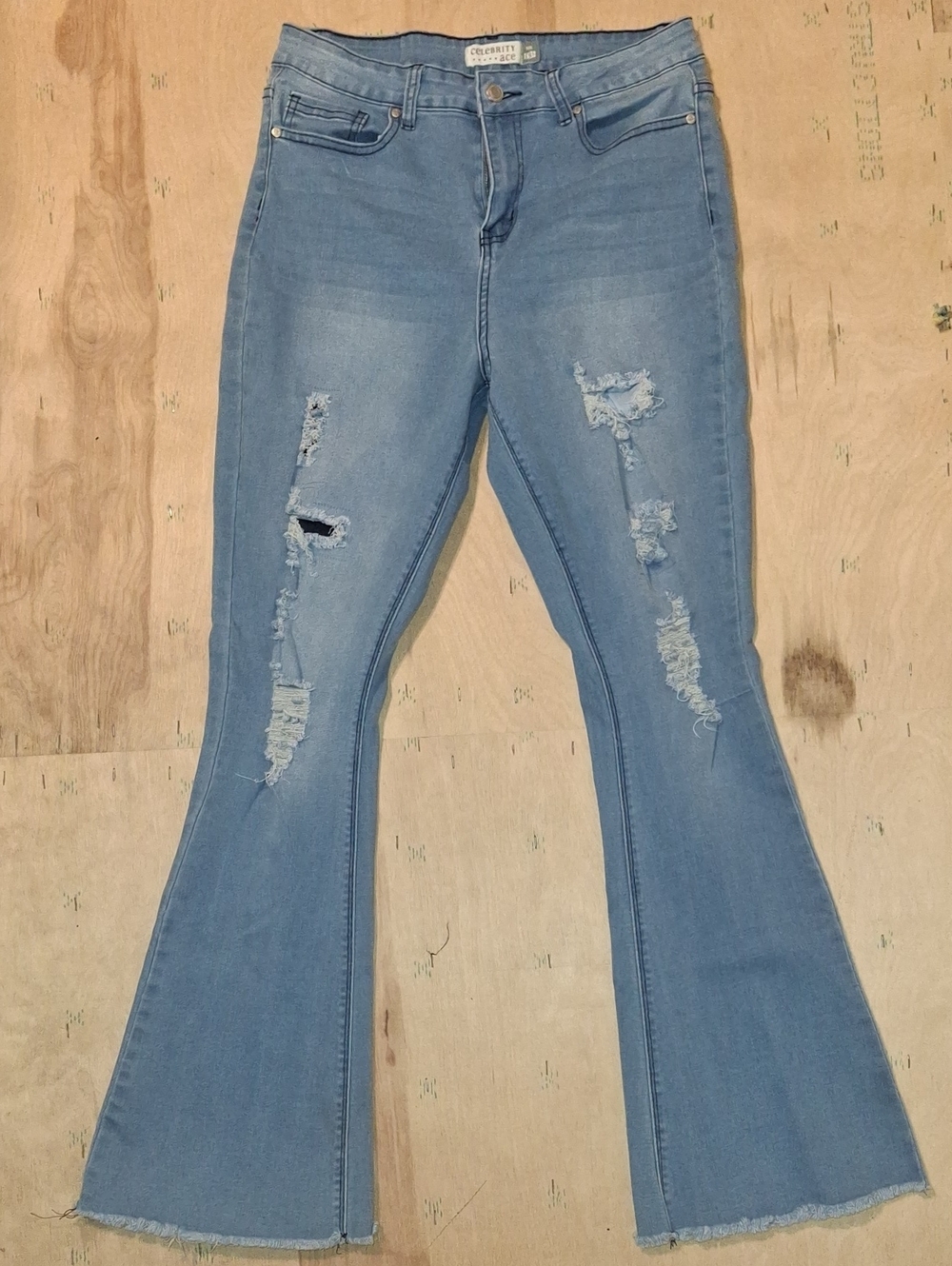 Celebrity Ace Light Blue Distressed Flare Jeans